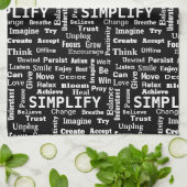 "One Word" Word Cloud op zwart Theedoek (Gevouwen)