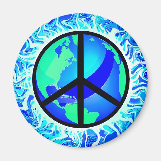 One World Peace Sign Magneet (Voorkant)