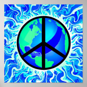 One World Peace Sign Poster