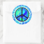 One World Peace Sign Ronde Sticker (Tas)