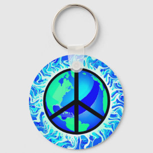 One World Peace Sign Sleutelhanger