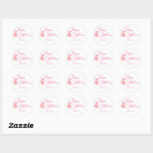 one year old birthday pink design  ronde sticker (Vel)
