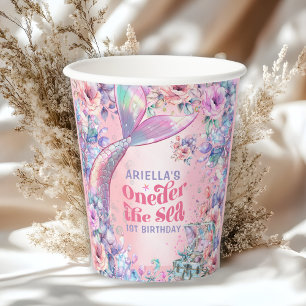 Oneder De Zee Bloem Glitter Meerminstaart Papieren Bekers