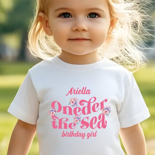 Oneder De Zee Bloem Glitter Zeemeermin Staart  Kinder Shirts