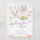 Oneder Het Zee 1e Verjaardag onder het Zee paarse Kaart (Voorkant)