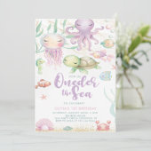 Oneder Het Zee 1e Verjaardag onder het Zee paarse Kaart (Staand voorkant)