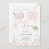 Oneder het Zee 1e verjaardag uitnodiging (Voorkant / Achterkant)