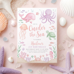 Oneder Het Zee 1e Verjaardags Meisje Kaart