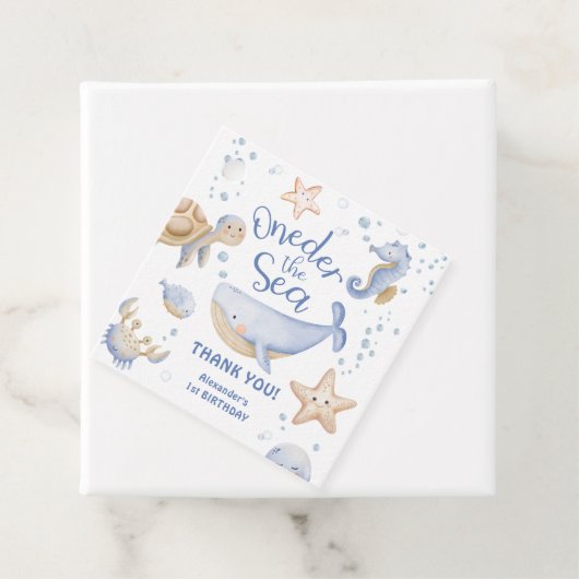 ONEder Het Zee! Jongen Schattigee Oceaan 1e verjaa Bedankjes Labels (In situ)