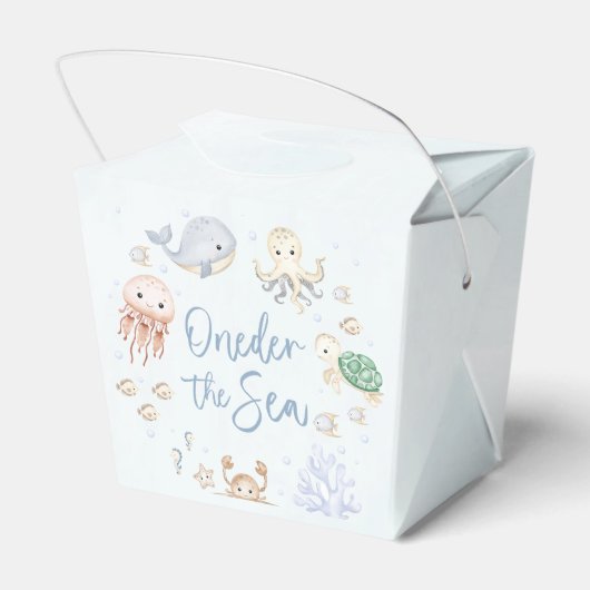 Oneder het Zee Ocean Animals 1st Birthday Bedankdoosjes (Achterkant)