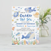 Oneder Het Zee Ocean Animals Boy Verjaardag Kaart (Staand voorkant)