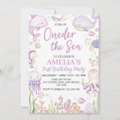 Oneder Het Zee Ocean Animals Girl Verjaardag Kaart (Voorkant)