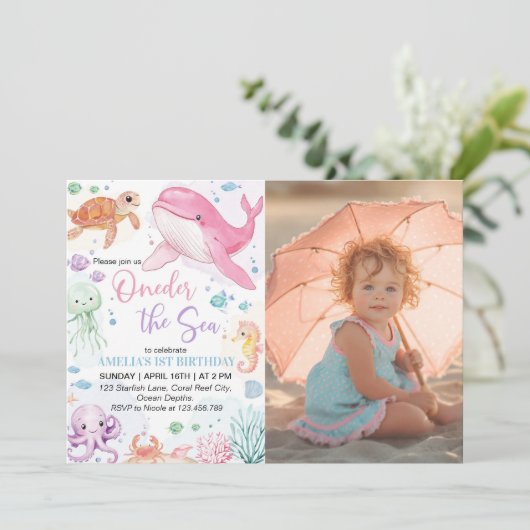 Oneder Het Zee Schattigee Oceaandieren Verjaardags Kaart (Staand voorkant)