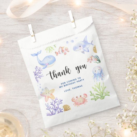 Oneder Het Zee Verjaardag Onder Het Zee Dank u Bedankzakje (Geknipt)