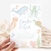 Oneder het Zee verjaardagsuitnodiging, onder het Z Kaart