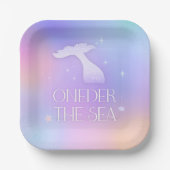 Oneder het Zee Whimsical Sparkly Mermaid Verjaarda Papieren Bordje (Voorkant)