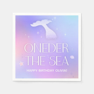 Oneder het Zee Whimsical Sparkly Mermaid Verjaarda Servet