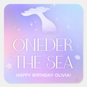 Oneder het Zee Whimsical Sparkly Mermaid Verjaarda Vierkante Sticker