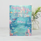Oneder het Zee Zeemeermin Kasteel 1e Verjaardagsfe Kaart (Staand voorkant)