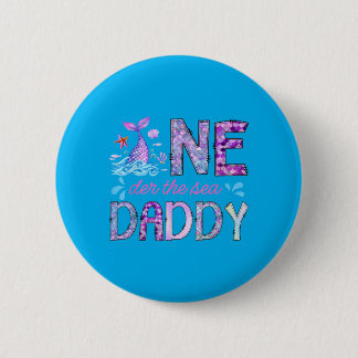 Oneder Onder De Zee Papa 1e Verjaardag Meisje Ronde Button 5,7 Cm