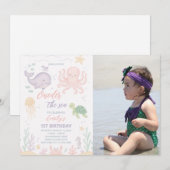 Oneder Sea 1st Birthday Photo Invitation (Devant / Derrière)