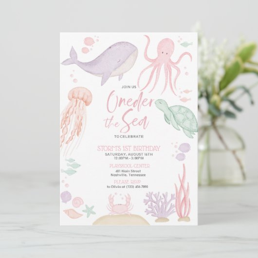 Oneder Sea First Birthday Party Invitation (Debout devant)