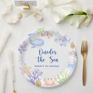 Oneder The Sea 1e verjaardag onder de zee Papieren Bordje