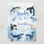 Oneder The Sea 1st Birthday Invitation (Devant / Derrière)