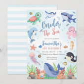Oneder The Sea 1st Birthday Invitation (Devant / Derrière)