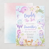 Oneder The Sea 1st Birthday Invitation (Devant / Derrière)