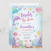 Oneder The Sea 1st Birthday Invitation (Devant / Derrière)