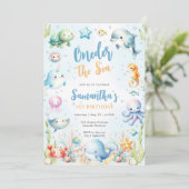 Oneder The Sea 1st Birthday Invitation (Debout devant)
