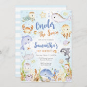Oneder The Sea 1st Birthday Invitation (Devant / Derrière)