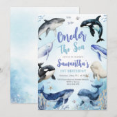 Oneder The Sea 1st Birthday Invitation Kaart (Voorkant / Achterkant)