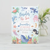 Oneder The Sea 1st Birthday Invitation Kaart (Staand voorkant)