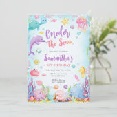 Oneder The Sea 1st Birthday Invitation Kaart (Staand voorkant)