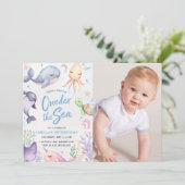 Oneder the Sea Blauwe Jongen Eerste Verjaardagsfee Kaart (Staand voorkant)