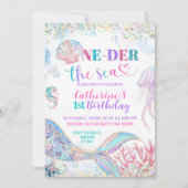 Oneder the sea mermaid 1st birthday invitation (Devant)