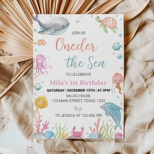 Oneder The Sea Pastel Invitation Anniversaire