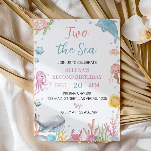 Oneder The Sea Pastel Invitation du 2e anniversair
