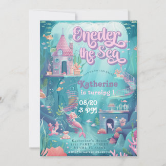 ONEder The Sea Verjaardags Zeemeermin 1e Verjaarda Kaart