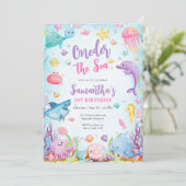 Oneder The Sea Watercolor 1st Birthday Invitation (Debout devant)