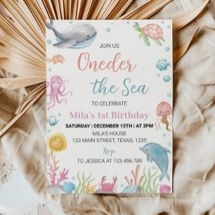 Oneder The Zee Pastel Verjaardagsuitnodiging Kaart