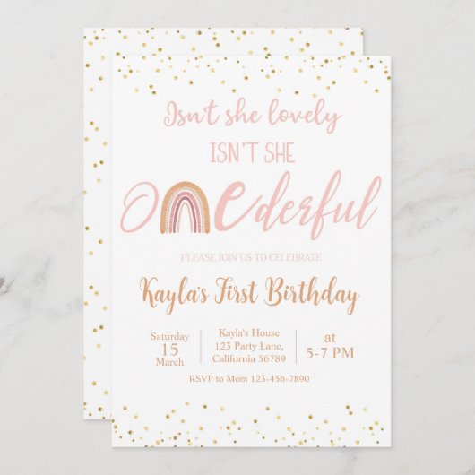 Onederday Invitation First Birthday party (Devant / Derrière)