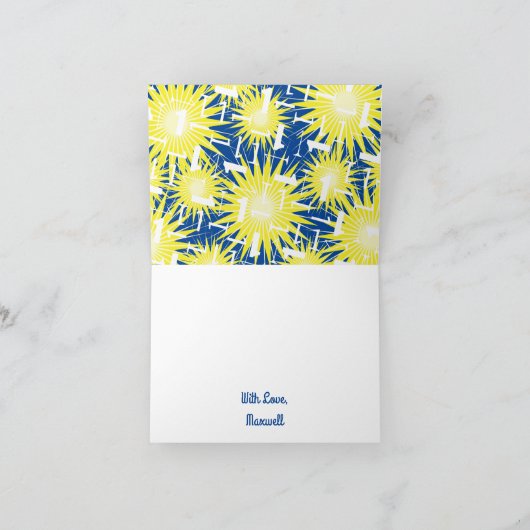 Onederful 1e verjaardagsfeestje kaart (Binnen)