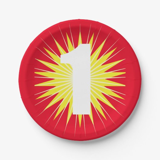 Onederful 1e verjaardagsfeestje papieren bordje (Voorkant)