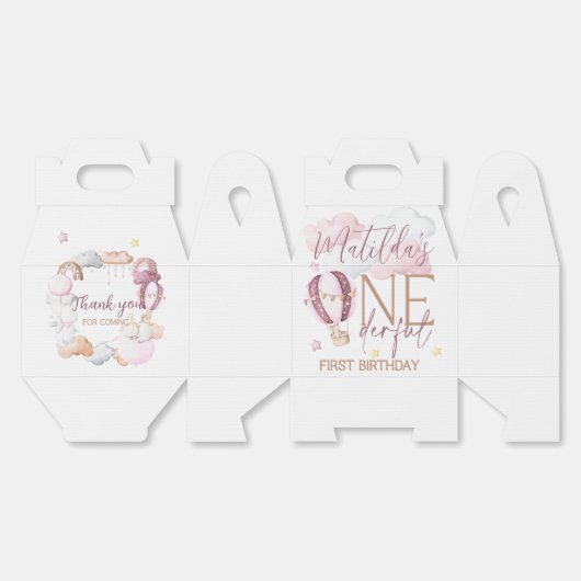 ONEderful 1st Birthday Party Boxes - Roze Bedankdoosjes (Ongevouwen)