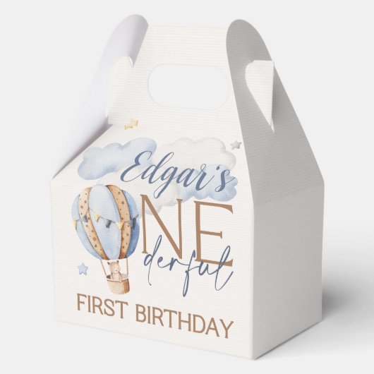 ONEderful 1st Verjaardag Hot Air Balloon Party Box Bedankdoosjes (Voorkant)
