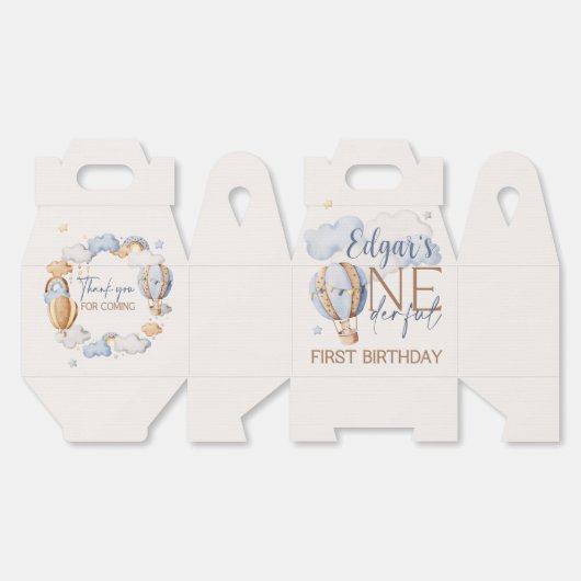 ONEderful 1st Verjaardag Hot Air Balloon Party Box Bedankdoosjes (Ongevouwen)