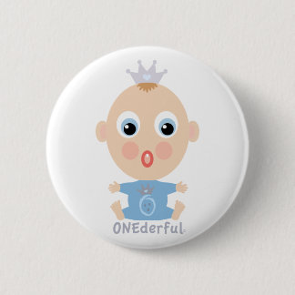 ONEderful BABY Face - blauw Ronde Button 5,7 Cm